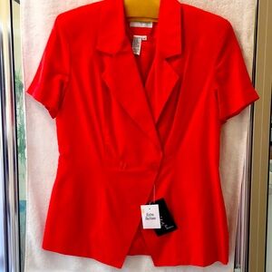 Vintage 90’s Moda Spiegel silk short-sleeved top in fiery tulip orange/red-NWT